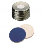 N 18 magnetic screw cap, silver, center hole Silicone white/PTFE blue Hardness: 45° shore A Thickness: 1.5mm pack of 100