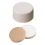 N 24 PP screw cap (bonded), white, closed top Silicone white/PTFE beige Hardness: 45° shore A Thickness: 3.2 mm pack of 100